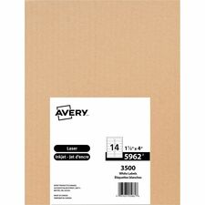 Avery White Rectangle Labels with Sure Feed&trade; TechnologyEasy Peel, 1?" x 4" , Permanent Adhesive, for Laser and Inkjet Printers - 1 21/64" Height x 4" Width - Permanent Adhesive - Rectangle - Laser - White - Paper - 14 / Sheet - 250 Total S