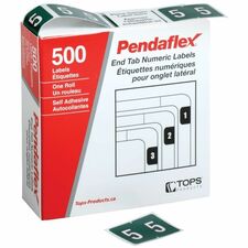 Pendaflex Numeric End Tab Filing Labels - #5 - "Number" - 1 1/4" Width x 15/16" Length - Rectangle - Dark Green - 500 / Box - Self-adhesive