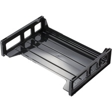 Korr Stacking Side Load Letter Tray - 2.8" Height x 8.9" Width x 13.3" Depth - Desktop - Stackable, Sturdy - Black - Plastic - 1 Each