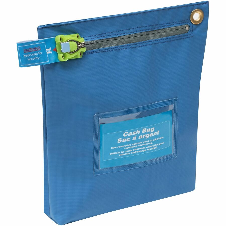 Ro-el Tamper-Evident Cash Bag - 10" (254 mm) Length x 10" (254 mm) Width x 1" (25.40 mm) Depth - Royal Blue - Polyester