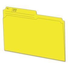 Hilroy 1/2 Tab Cut Letter Recycled Top Tab File Folder - 8 1/2" x 11" - Yellow - 100 / Box