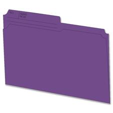 Hilroy 1/2 Tab Cut Letter Recycled Top Tab File Folder - 8 1/2" x 11" - Purple - 10% Recycled - 100 / Box