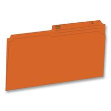 Hilroy 1/2 Tab Cut Legal Recycled Top Tab File Folder - 8 1/2" x 14" - Top Tab Location - Right/Left Tab Position - Orange - 10% Recycled - 100 / Box