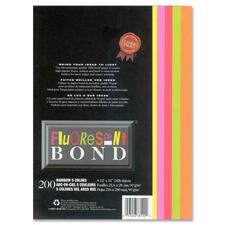 First Base Fluorescent Bond Rainbow Colors Printed Laser Paper - Letter - 8 1/2" x 11" - 24 lb Basis Weight - 200 / Pack