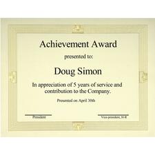 First Base Capital Gold Foil/Linen Certificate - 24 lb Basis Weight - 8.50" x 11" - Gold - Paper - 12 / Pack