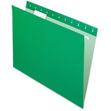 Pendaflex 1/5 Tab Cut Letter Recycled Hanging Folder - 8 1/2" x 11" - Green, Bright Green - 10% Recycled - 25 / Box