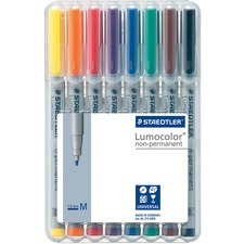 Lumocolor Universal Non-permanent Marker - Medium Marker Point - 1 mm Marker Point Size - Refillable - Assorted Water Based Ink - Polypropylene Barrel - 8 / Set