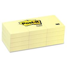 3M Plain Notes - 1 1/2" x 2" - Rectangle - Unruled - Canary Yellow - Removable - 12 / Pack