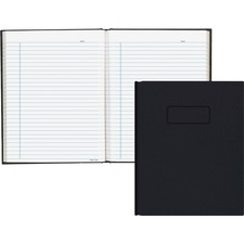 Blueline Hardbound Business Books - 192 Sheets - Perfect Bound - Ruled Blue Margin - 9 1/4" x 7 1/4" - White Paper - Black Cover - Hard Cover, Self-adhesive, Index Sheet - Recycled - 1 Each