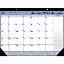 Blueline Blueline Monthly Desk Pad Calendar - Monthly - January 2024 - December 2024 - 21 1/4" x 16" Sheet Size - Desk Pad - Bilingual, Notepad, Reference Calendar, Perforated, Tear-off - 1 Each