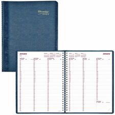 Brownline Weekly Planner - Weekly - January 2024 - December 2024 - 7:00 AM to 8:45 PM - Quarter-hourly, 7:00 AM to 5:45 PM - Quarter-hourly - 1 Week Double Page Layout - 8 1/2" x 11" Sheet Size - Blue - Address Directory, Phone Directory, Tear-off - 1 Each