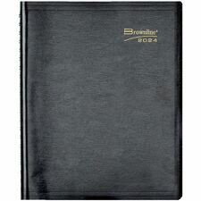 Brownline 4-Person Professional Appointment Book - Daily - January 2024 - December 2024 - 7:00 AM to 8:45 PM - Quarter-hourly - 8 1/2" x 11" Sheet Size - Black - Address Directory, Phone Directory, Reference Calendar, Tear-off - 1 Each