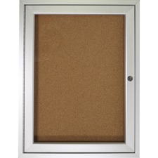 Ghent 1-door Enclosed Indoor Bulletin Board - 36" (914.40 mm) Height x 24" (609.60 mm) Width - Cork Surface - Shatter Resistant - 1 Each