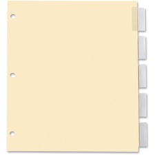 Oxford Insertable Index Tab - 5 Tab(s) - 8.50" Divider Width x 11" Divider Length - Letter - Manila Divider - Clear Plastic Tab(s) - Reinforced Edges, Durable, Rip Proof - 5 / Set