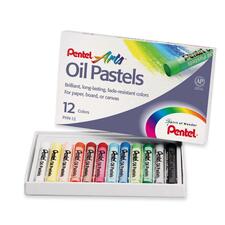 Pentel Round Stic Oil Pastel - Assorted - 12 / Set