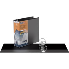 QuickFit QuickFit Round Ring View Binder - 3" Binder Capacity - Letter - 8 1/2" x 11" Sheet Size - Round Ring Fastener(s) - Internal Pocket(s) - Black - Recycled - Easy Insert Spine, Clear Overlay - 1 Each