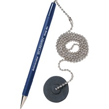 MMF Secure-A-Pen Counter Pen - Medium Pen Point - Refillable - Blue - Blue Barrel - 1 Each