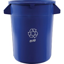 Genuine Joe Heavy-Duty Trash Container - 121.13 L Capacity - Side Handle, Venting Channel - Plastic - Blue - 1 Each