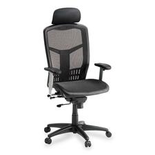 Lorell ErgoMesh Series High-Back Mesh Chair - Black Mesh Seat - Mesh Back - Plastic, Steel Frame - Black - 1 Each