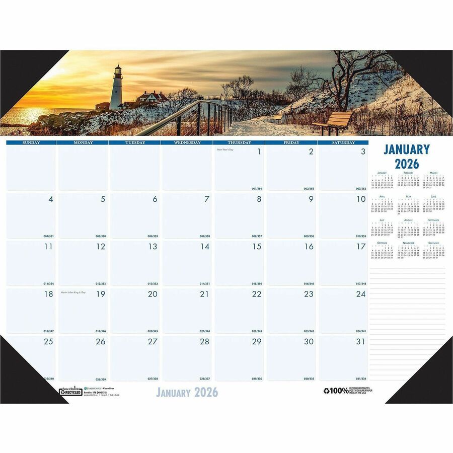 House of Doolittle EarthScapes Coastlines Desk Pad Reference Calendar, 22"  x 17" - ForMyDesk.com