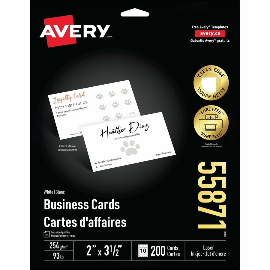 download print template for avery business cards 8876
