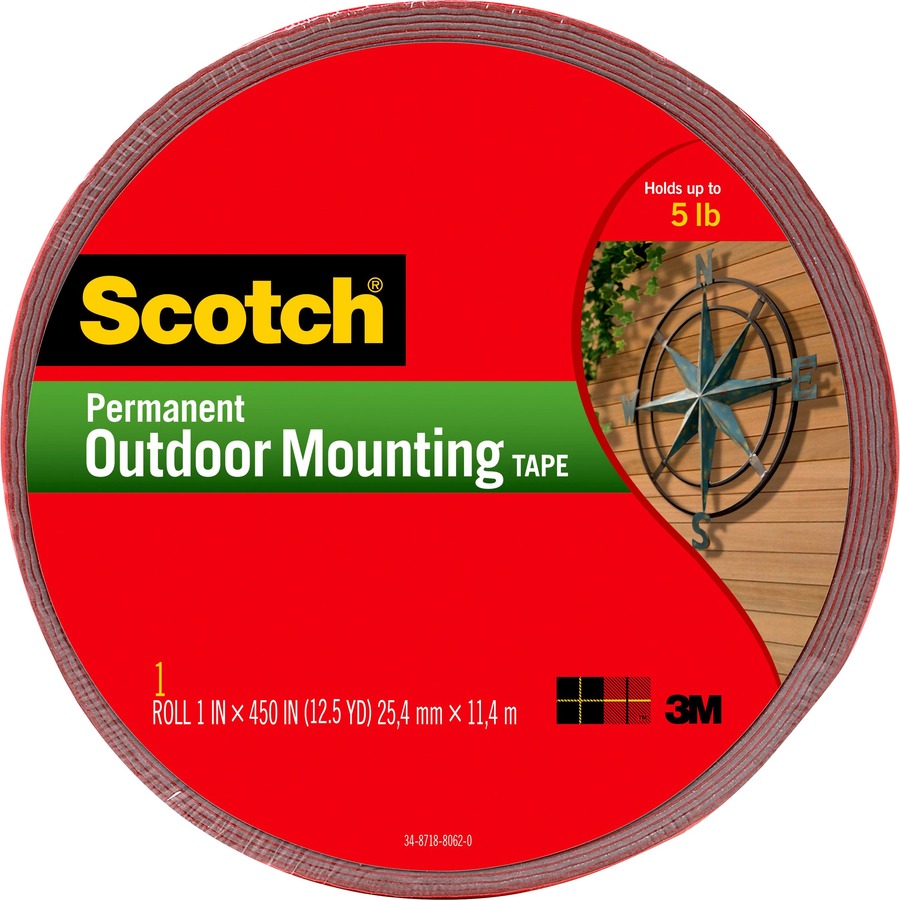 Scotch Exterior WeatherResistant DoubleSided Tape with Red Liner