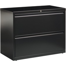 Lorell Fortress Series Lateral File - 36" x 18.6" x 28.1" - 2 x Drawer(s) for File - Letter, Legal, A4 - Lateral - Leveling Glide, Label Holder, Ball-bearing Suspension, Interlocking - Black - Steel - Recycled