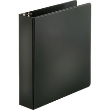 Business Source Basic Round-ring Binder - 2" Binder Capacity - Letter - 8 1/2" x 11" Sheet Size - 3 x Round Ring Fastener(s) - Inside Front & Back Pocket(s) - Vinyl - Black - 453.6 g - Recycled - Exposed Rivet, Non Locking Mechanism, Open and Closed Triggers - 1 Each