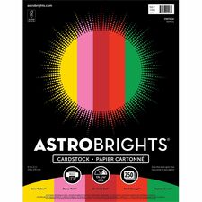 Astrobrights Colored Cardstock - "Vintage" 5-Color Assortment - Letter - 8 1/2" x 11" - 65 lb Basis Weight - 250 / Pack - Acid-free, Lignin-free - Solar Yellow, Pulsar Pink, Re-entry Red, Orbit Orange, Gamma Green
