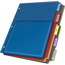 Cardinal Expanding Pocket Poly Divider - 5 x Divider(s) - 5 Tab(s)/Set - 9.80" Divider Width x 11.50" Divider Length - Letter - 8.50" (215.90 mm) Width x 11" (279.40 mm) Length - 3 Hole Punched - Translucent Poly Divider - Multicolor Poly Tab(s) - Non-sti