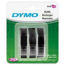 Dymo 1741670 Glossy Embossing Tape - 3/8" Width x 117 3/5" Length - Rectangle - Black - Vinyl - 3 / Pack - Water Resistant - Self-adhesive, Weather Resistant, Corrosion Resistant, Abrasion Resistant, Chemical Resistant