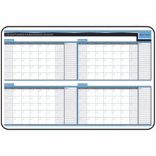 Quartet Day-Timer Undated 120 Day Laminated Planner - 24" x 36" Sheet Size - Black - Hardboard, Vinyl - Erasable, Laminated, Bilingual - 1 Each