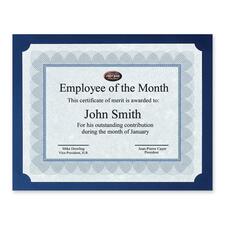 First Base Letter Certificate Holder - 8 1/2" x 11" - Linen - Navy Blue - 25 / Pack