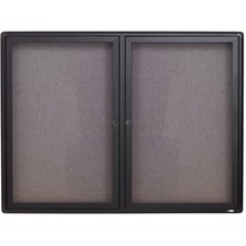 Quartet Enclosed Fabric-Covered Bulletin Board - 36" (914.40 mm) Height x 48" (1219.20 mm) Width - Graphite Gray Fabric Surface - Shatter Resistant, Self-healing - Graphite Aluminum Frame - 1 Each