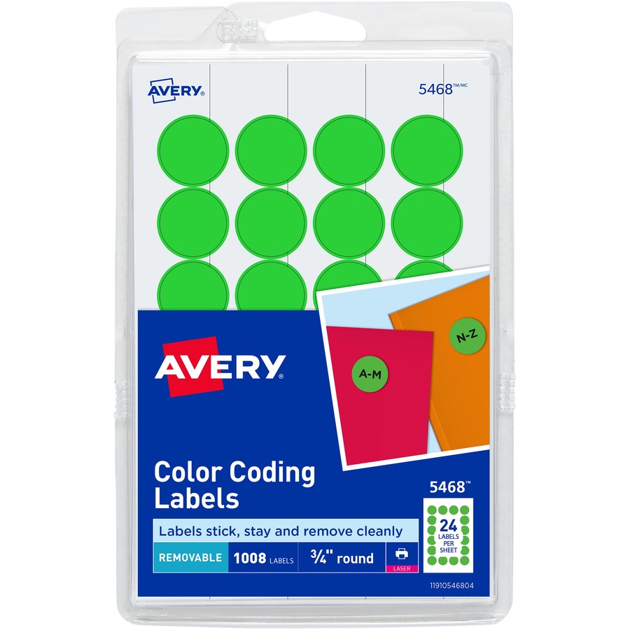 Avery® ColorCoding Labels Removable Adhesive 3/4