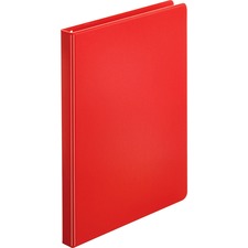 Business Source Basic Round Ring Binders - 1/2" Binder Capacity - Letter - 8 1/2" x 11" Sheet Size - 125 Sheet Capacity - 3 x Round Ring Fastener(s) - Polypropylene, Chipboard - Red - 254 g - Sturdy - 1 Each