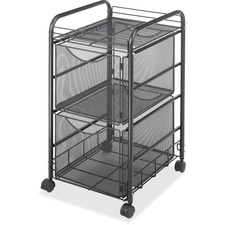 Safco Onyx Double Mesh Mobile File Cart - 2 Shelf - 2 Drawer - 4 Casters - 1.50" (38.10 mm) Caster Size - x 15.8" Width x 17" Depth x 27" Height - Black Steel Frame - Black - 1 Each