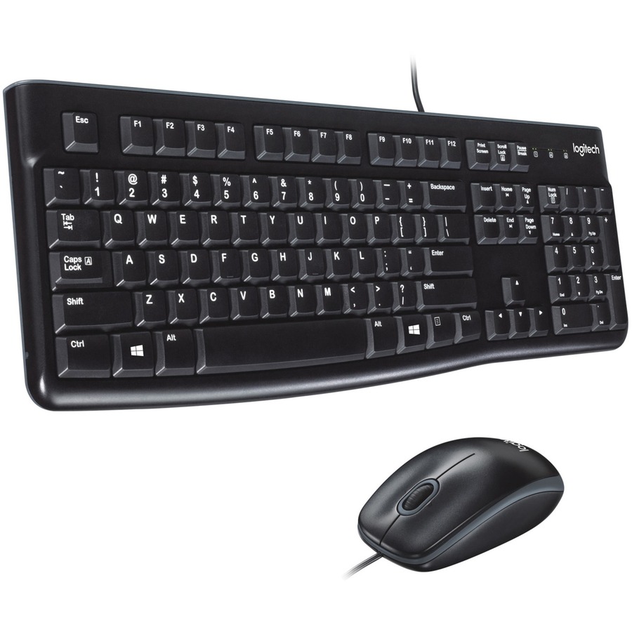 Logitech MK120 Desktop Corded Combo Set - USB Cable Keyboard - 104 Key - USB Cable Mouse - Optical - 1000 dpi - 3 Button - Scroll Wheel PC - 1 Pack - Office Supply Hut