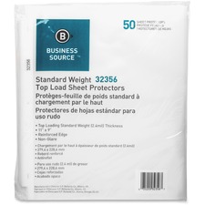 Business Source Nonglare Top-loading Sheet Protectors - 11" Height x 9" Width - 0" Thickness - For Letter 8 1/2" x 11" Sheet - Rectangular - Clear - Polypropylene - 50 / Pack