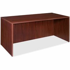 Lorell Essentials Series Rectangular Desk Shell - 70.9" x 35.6" x 1" x 29.5" - Finish: Laminate, Mahogany - Grommet, Cord Management, Durable, Adjustable Feet