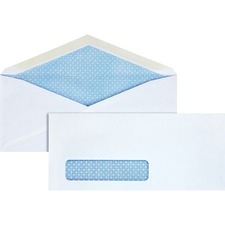 Business Source No. 10 Tinted Diagonal Seam Window Envelopes - Security - #10 - 9 1/2" Width x 4 1/8" Length - 24 lb - Gummed - Wove - 500 / Box - White