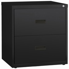 Lorell Lateral File - 2-Drawer - 30" x 18.6" x 28.1" - 2 x Drawer(s) for File - A4, Letter, Legal - Interlocking, Ball-bearing Suspension, Adjustable Glide, Locking Drawer - Black - Steel - Recycled