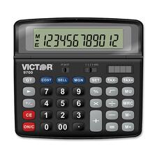 Victor 9700 Desktop Calculator - 12 Digits - Battery/Solar Powered - 0.6" x 5.9" x 5.5" - Black - 1 Each