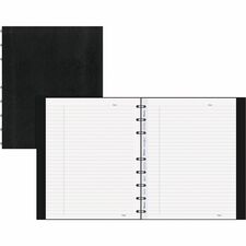 Blueline MiracleBind College Ruled Notebooks - 150 Sheets - 150 Pages - Twin Wirebound - Ruled Margin - 9 1/4" x 7 1/4" - Black Ribbed Cover - Micro Perforated, Index Sheet, Self-adhesive Tab, Pocket, Repositionable, Removable, Hard Cover, Telephone & Add