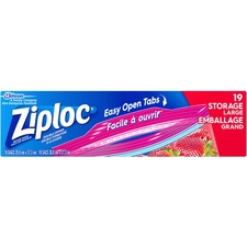 Ziploc® Storage Bags - Large Size - 3.79 L Capacity - 10.75" (273.05 mm) Width x 10.55" (267.97 mm) Length - Multi - Plastic - 19/Box - Food, Vegetables, Cosmetics, Seafood, Poultry, Meat, Yarn, Fruit, Business Card, Map