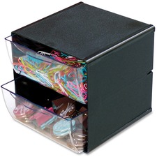 Deflecto Stackable Cube Organizer - 2 Drawer(s) - 6" Height x 6" Width x 6" DepthDesktop - Stackable - Black - 1 Each