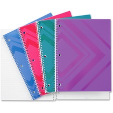 Hilroy Poly Notebook - 200 Sheets - Spiral - Ruled Margin - 8" x 10 1/2" - AssortedPoly Cover - 1 Each