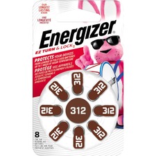 Energizer AZ312DP Coin Cell Hearing Aid Battery - For Hearing Aid - 1.4 V DC - 8 / Pack