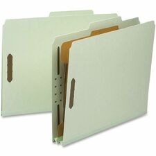 Nature Saver 2/5 Tab Cut Letter Recycled Classification Folder - 8 1/2" x 11" - 2" Expansion - Prong K Style Fastener - 2" Fastener Capacity for Folder, 1" Fastener Capacity for Divider - 1 Divider(s) - Tyvek, Fiberboard, Pressboard - Gray/Green - 100% Re