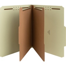 Nature Saver 2/5 Tab Cut Letter Recycled Classification Folder - 8 1/2" x 11" - 2" Expansion - Prong K Style Fastener - 2" Fastener Capacity for Folder, 1" Fastener Capacity for Divider - 2 Divider(s) - Fiberboard, Pressboard, Tyvek - Gray/Green - 100% Re